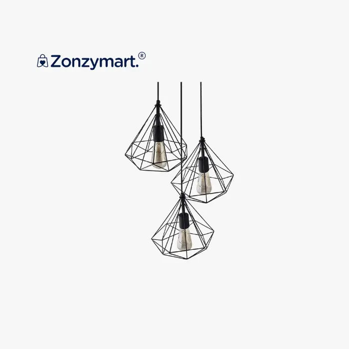 Diamond Shape Hanging Light with Braided Cord - View 2